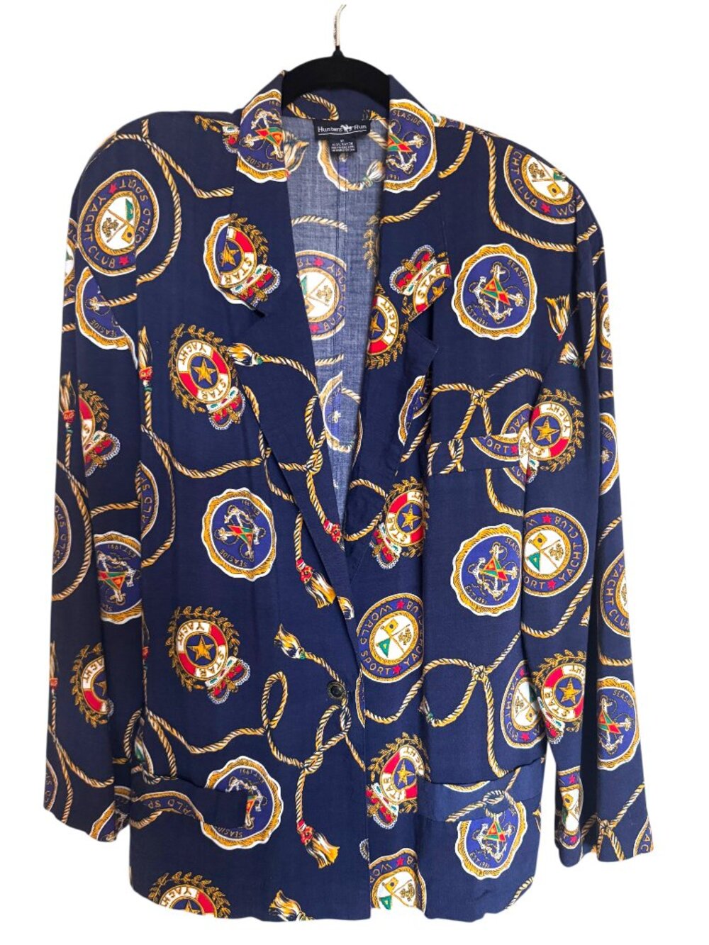 Hunters Run Navy Multi Color Designs Nautical Blazer Size M. #01